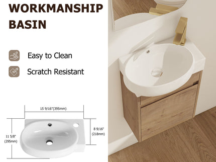 Wall Mounted Bathroom Vanity With Sink And Storage Rack, Soft Close Doors