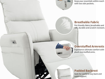 29.92" 270 Power Swivel Rocker Recliner Chair, Electric Glider Reclining Sofa With USB Ports, Power Swivel Glider, Rocking Chair Nursery Recliners For Living Room Bedroom