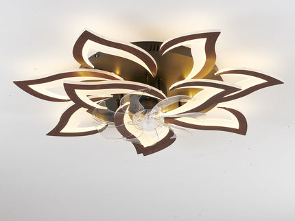 32" Flower Ceiling Fan With LED Dimmable Light, Low Profile Flush Mount Fan With Remote Control, 6 Speeds