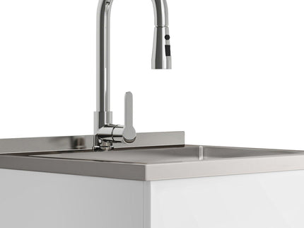Shaker - Modern Wide, Laundry Cabinet With Faucet And Stainless Steel Sink