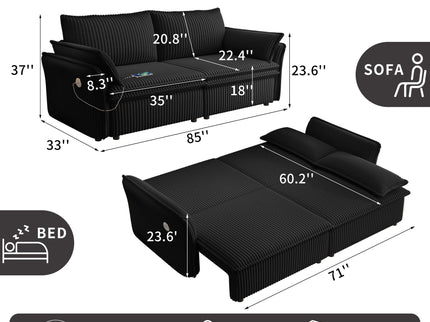 2 In 1 Convertible Sofa Bed, Multi Functional Living Room Furniture