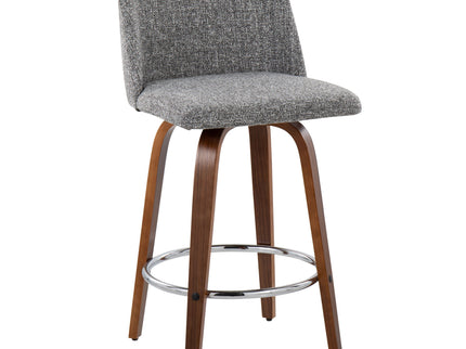 Toriano - Mid-Century Modern Fixed Height Counter Stool With Round Footrest (Set of 2)