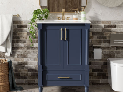 Bathroom Vanity With Ornate French Cylinder Legs, Soft Close Drawer