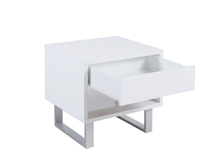 1 Drawer End Table With U-Shaped Legs - White