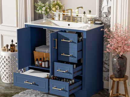 Traditional Bathroom Vanity With Soft Close Doors And Drawers