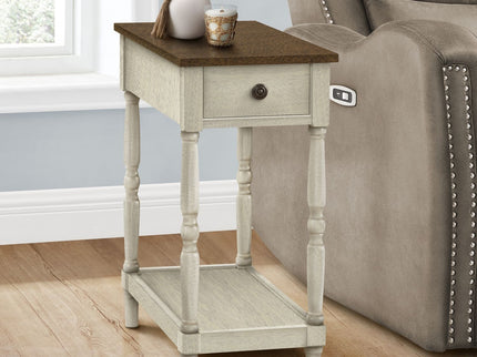 Accent End Table, 2 Tier, Storage Drawer, Traditional Stylish Design