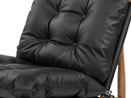 Oxford Leather Mid-Century Modern Accent Chair - Noir Black