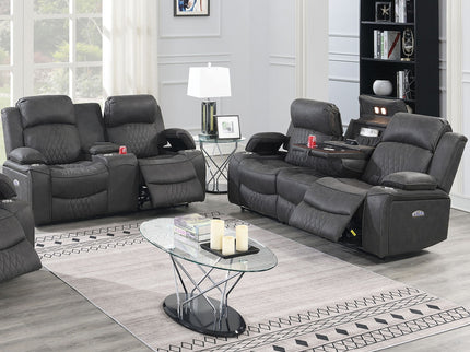 Power Motion Living Room Set With USB Port, Adjustable Headrest, Cup Holder
