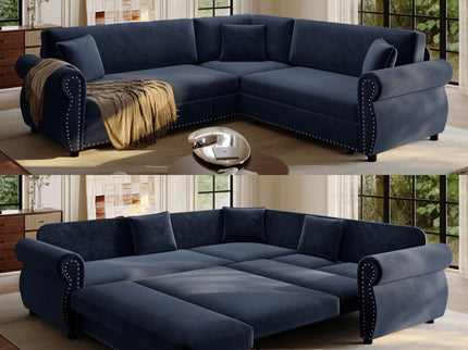 L-Shaped Sofa Couch With Pull-Out Bed