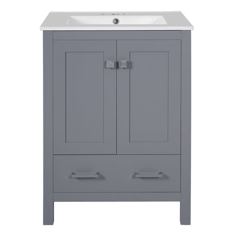 Bathroom Vanity With Integrated Undermount Ceramic Sink, 2 Doors And 1 Drawer, Soft Close Hinges