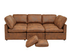 Light Brown / 2 Pc. U-Shaped Sectional, Ottoman