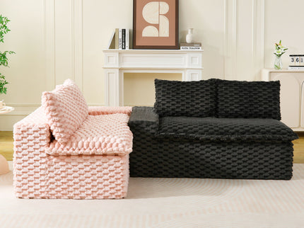 Multifunctional Sofa Pink Black, Fits 4 People