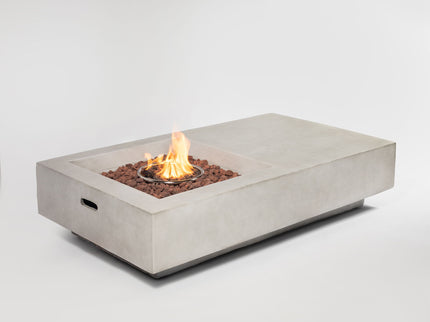 Propane Gas Fire Pit Table, 50000 Btu, Rectangular For Outside - Light Gray