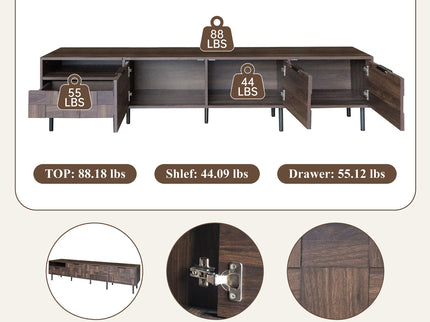 78" TV Stand With Storage Cabinets For Living Room - Walnut