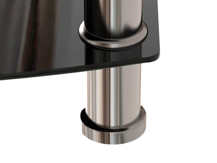 5 Tier Tempered Glass Side Table, Stainless Steel Frame End Table For Living Room, Bedroom - Black