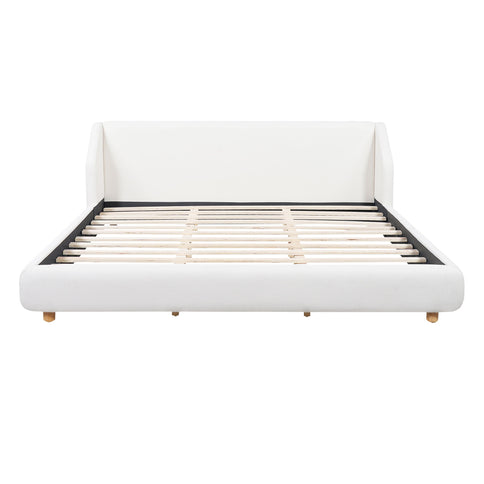 Modern Upholstered Bed Frame With Wingback Headboard