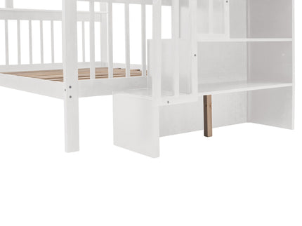 Stairway Bunk Bed With Storage And Guard Rail For Bedroom
