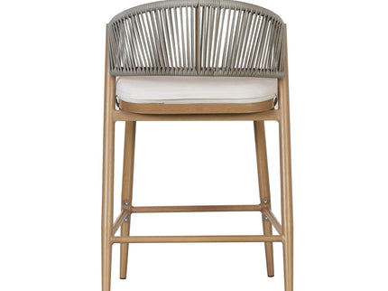 Outdoor 26" Counter Height Metal Frame Counter Stools With Scallop Shaped Backrest & Water Resistant Cushions