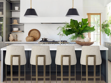 Upholstered Counter Stool With Metal Base - Cream
