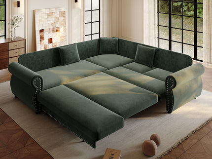 L-Shaped Sofa Couch With Pull-Out Bed