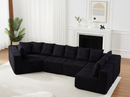 L - Shaped Modular Sofa With Deep Seat And 11 Pillows