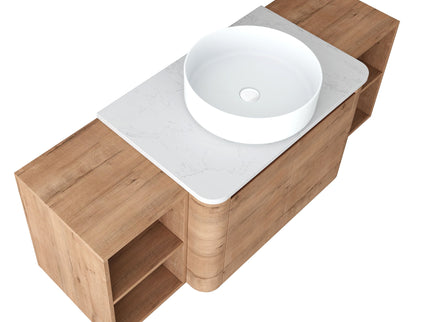 Wall Mounted Bathroom Vanity With Art Sink, 2 Storage Shelves, Soft Close Door
