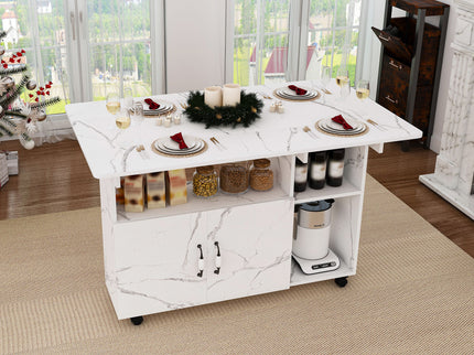 Multi Functional Folding Table With Storage Shelves And Wheels