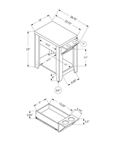 Accent Side Table, Storage, Lamp, Transitional Space-Saving Design