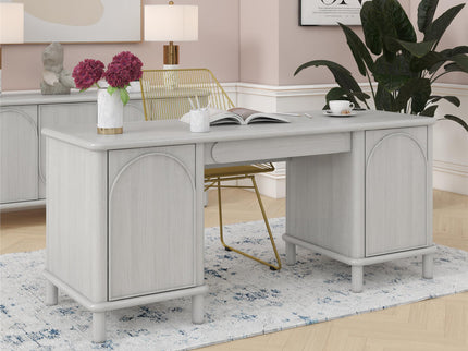 Selena - Double Pedestal Desk - Rustic White