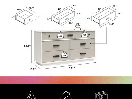 Valencia - 7 Drawer Wide Dresser - Taupe