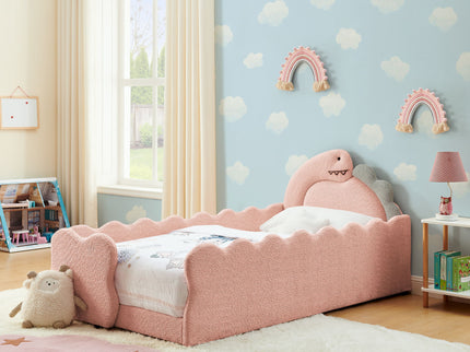 Cute Dinosaur Shaped Bed With Safety Guardrail, Toddler Frame