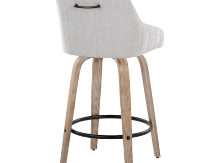 Hannah - Transitional Fixed Height Counter Stool With Swivel With Round Footrest (Set of 2)