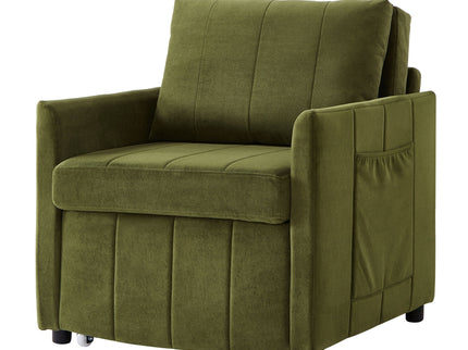 Upholstered Convertible Sleeper Sofa With 5 Position Backrest, Side Pockets, Storage