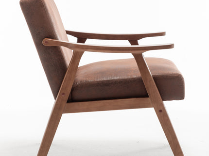 Mid Century Modern Accent Chair With Solid Wood Frame And Extra Thick Backrest