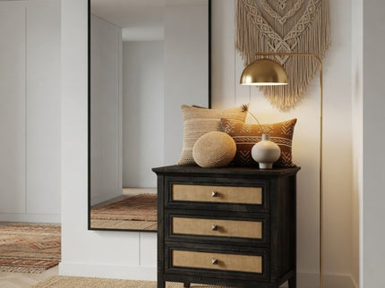 Nightstand With 3 Drawers, Tall End Table - Brown