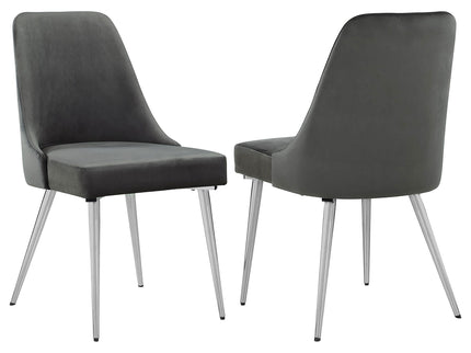Padded Side Chair Of 2) With Upholstered Seat And Polished - Gray
