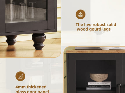 Farmhouse TV Stand With Solid Wood Gourd Shaped Legs For TVs Up To 70"