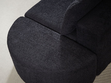 Modular Sectional Sofa With 6 Pillows And 4 Curved Footstools For Living Rooms - Black