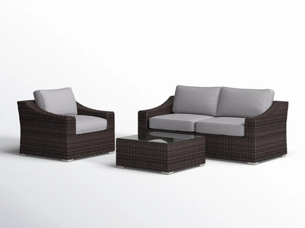 Outdoor Wicker Conversation Set With Cushions, All Weather