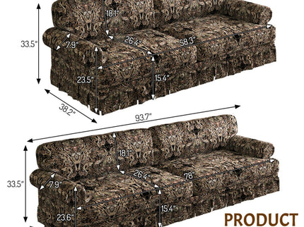 Luxuriously Comfortable Cloud Couch With Elegant Rolled Arms & Pleated Skirt Design