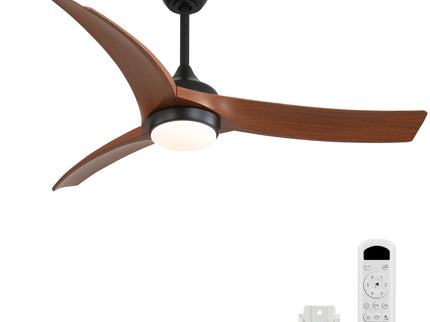 Ceiling Fan With 3 Blades, Remote Control Reversible DC Motor, Dimmable Light, And 1H / 4H / 8H Timer - Black