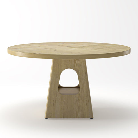 Farmhouse Round Dining Table With Storage Base