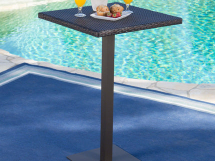 Outdoor Square Rattan Bar Table With Iron Frame - Multi Brown