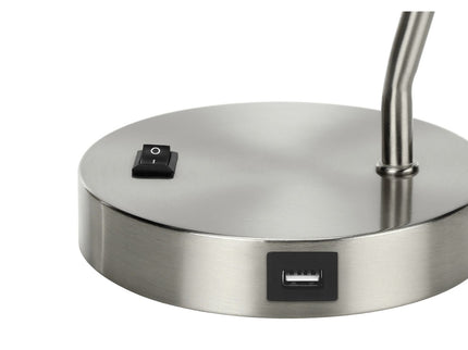 Lighting, Table Lamp, USB Port Included, Nickel Metal, Nickel Shade, Modern - Silver