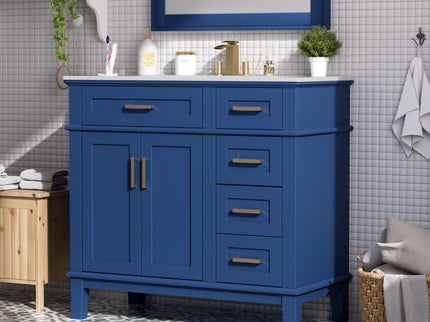 Modern Bathroom Vanity With Ceramic Sink, Soft Close Storage Cabinet