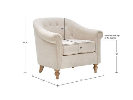 Fayette - Tufted Accent Arm Chair - Cream