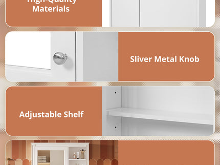 Wall Mounted Medicine Cabinet With Mirror, Adjustable Shelf - White