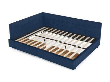 Upholstered Bed Frame With Tufted Backrest And Armrests