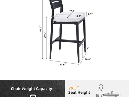 Modern Outdoor Bar Stools With Backrest And Footrest (Set of 2)
