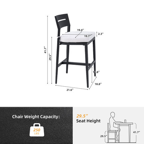 Modern Outdoor Bar Stools With Backrest And Footrest (Set of 2)